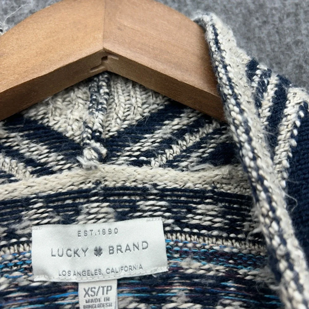 Lucky Brand Sweater Aztec XS Southwestern Geometric Cardigan Western Ranch Cabin